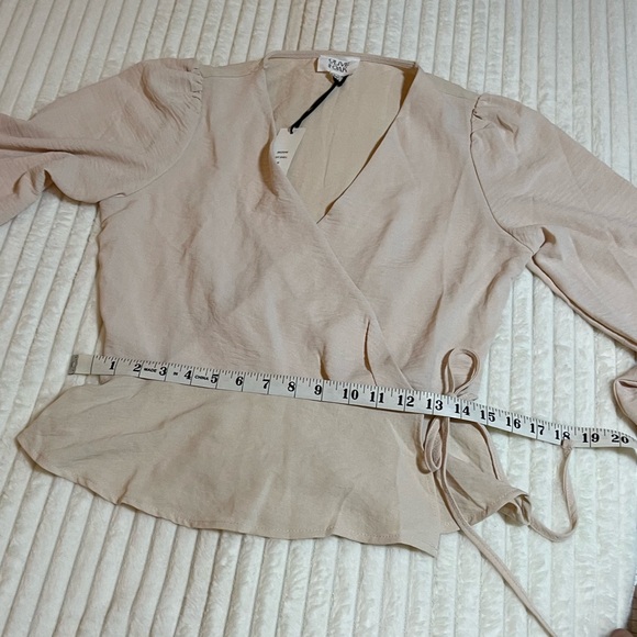 NWT | Olive & Oak | Cream Faux Wrap Blouse - Picture 12 of 15